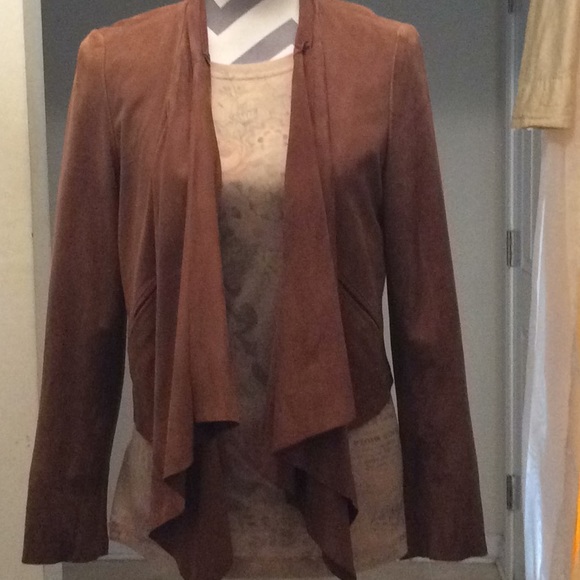 Ladies lightweight genuine leather suede blazer - Picture 2 of 4